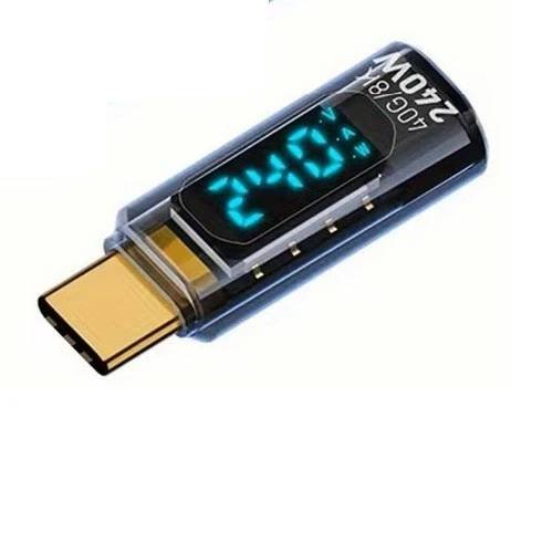 In‑Line USB‑C Power Meter (Volts / Amps / Watts) with Digital LED Display — 240W